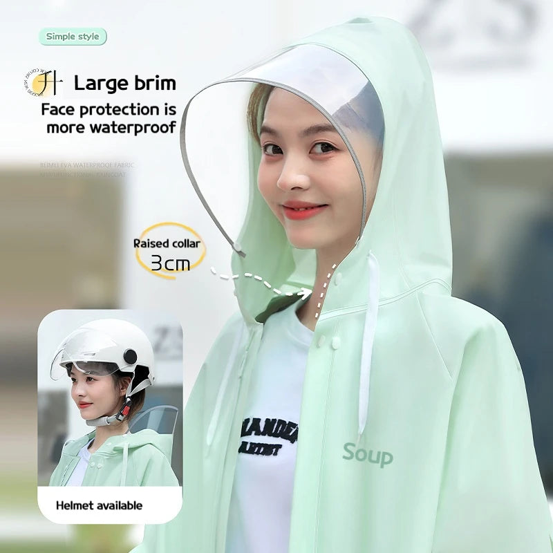 អាវភ្លៀង Poncho វែងពេញប្រវែងប្រឆាំងនឹងព្យុះភ្លៀងសម្រាប់មនុស្សពេញវ័យដែលពាក់ឡានអគ្គិសនី