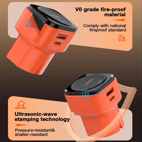LDNIO PD 45W ឧបករណ៍សាកថ្មទូរស័ព្ទជាសកល All-in-one ឧបករណ៍សាកថ្មលឿនសម្រាប់ទូរស័ព្ទចក្រភពអង់គ្លេស EU សហរដ្ឋអាមេរិក AU សម្រាប់ iPad iPhone 16/15/14