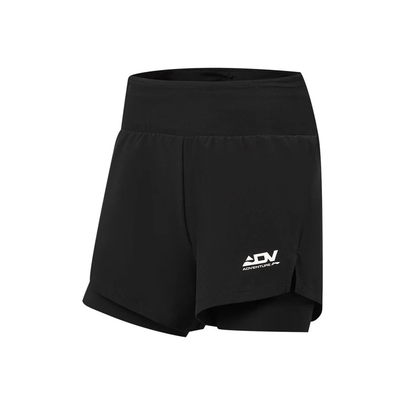 ខោរត់ Li-Ning សម្រាប់នារី 2 ក្នុង 1 ស្ងួត 88% Polyester 12% Elastane ការពារកម្តៅថ្ងៃ ខោស្ព័រ LiNing មានផាសុកភាព AKSW122