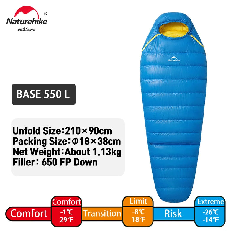 Naturehike Snow Bird Base Sleeping Bag -16℃ Cold-Proof Outdoor Hiking Breathable Mummy Camping Gear Windproof Fully Covered Tour