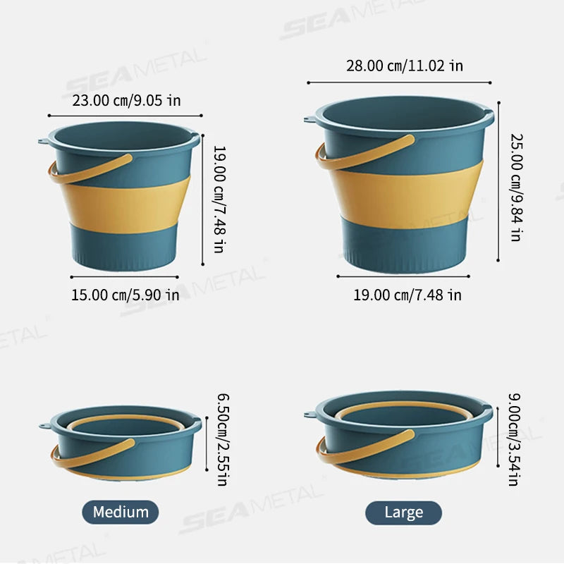 SEAMETAL Folding Portable Bucket Car Wash Fishing Bathroom Tool Silicone Bucket Outdoor Camping Household Supplies Car Home Tool