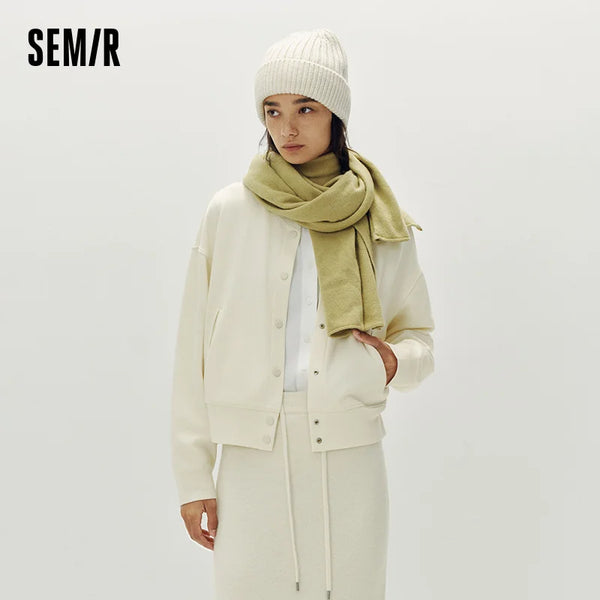 អាវក្រៅស្ត្រី Semir ខ្លី រលុង ស្មាធ្លាក់ ក ស្រទាប់ រចនាប័ទ្មធម្មតា សម្លៀកបំពាក់ខាងក្រៅរដូវស្លឹកឈើជ្រុះ ពាក់ប្រចាំថ្ងៃ 2026