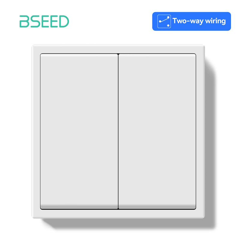 BSEED E Series 1/2/4/8 Packs 2Gang 2Way Button Light Switch Wall Light Switch On Off For Stairs Plastic Frame Bulk Set