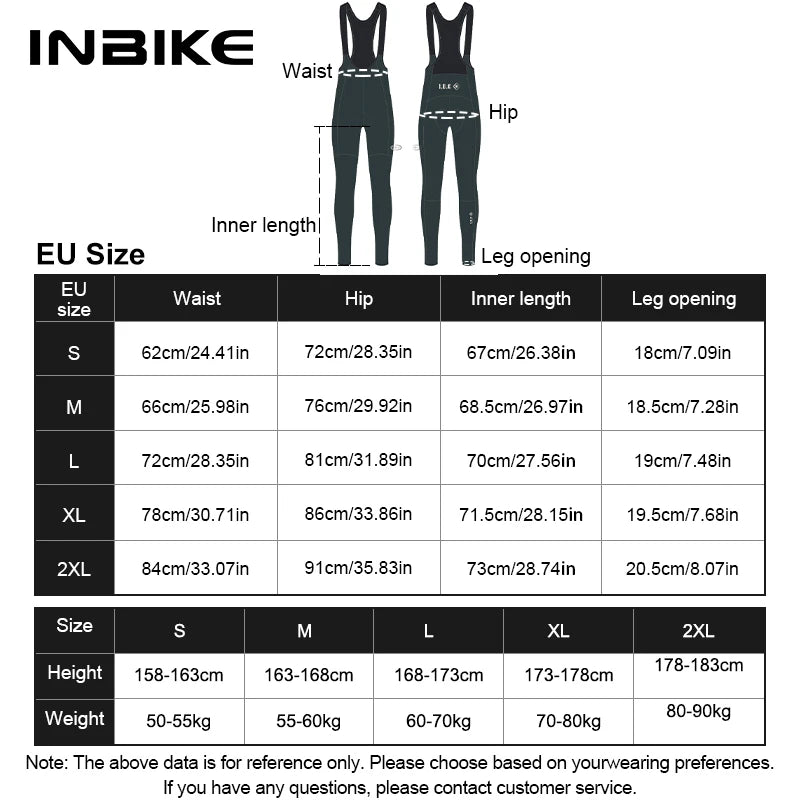 INBIKE Men's Winter Thermal Fleece Cycling Bib Pants Windproof Bicycle Tights with Chamois Padding Pockets MTB Cycling Clothing