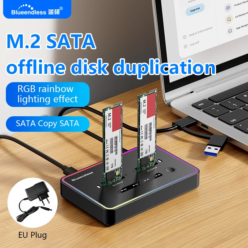 ប្រអប់ដាក់ SSD NGFF SATA ពីរប្រភេទរបស់ Blueendless Offline Clone សម្រាប់ SSD 2230 2242 2260 2280