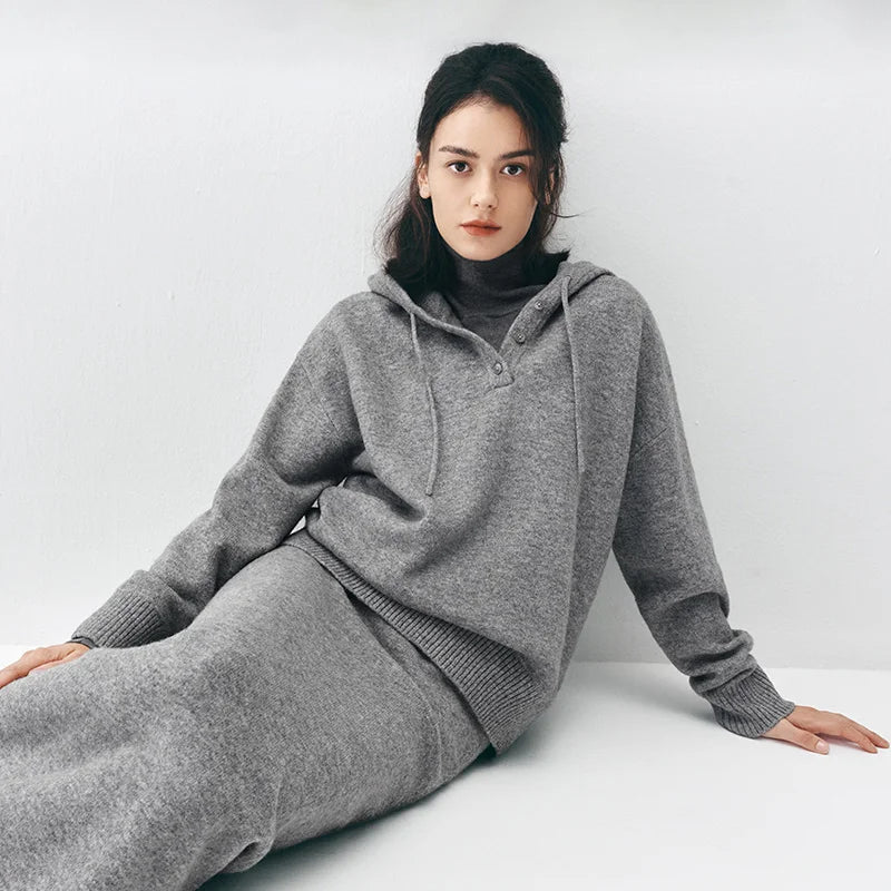 Semir Women Sweater Hooded Design Minimal Style Everyday Style Soft Touch 2026 Winter Layering Wear Warm Knit Clean Silhouette