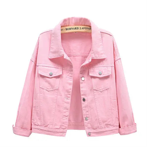 2026 New Women's Blue Denim Jacket Single-breasted Lapel Coat Fashion Casual Tops Green Black Red Outerwear Female Overcoat
