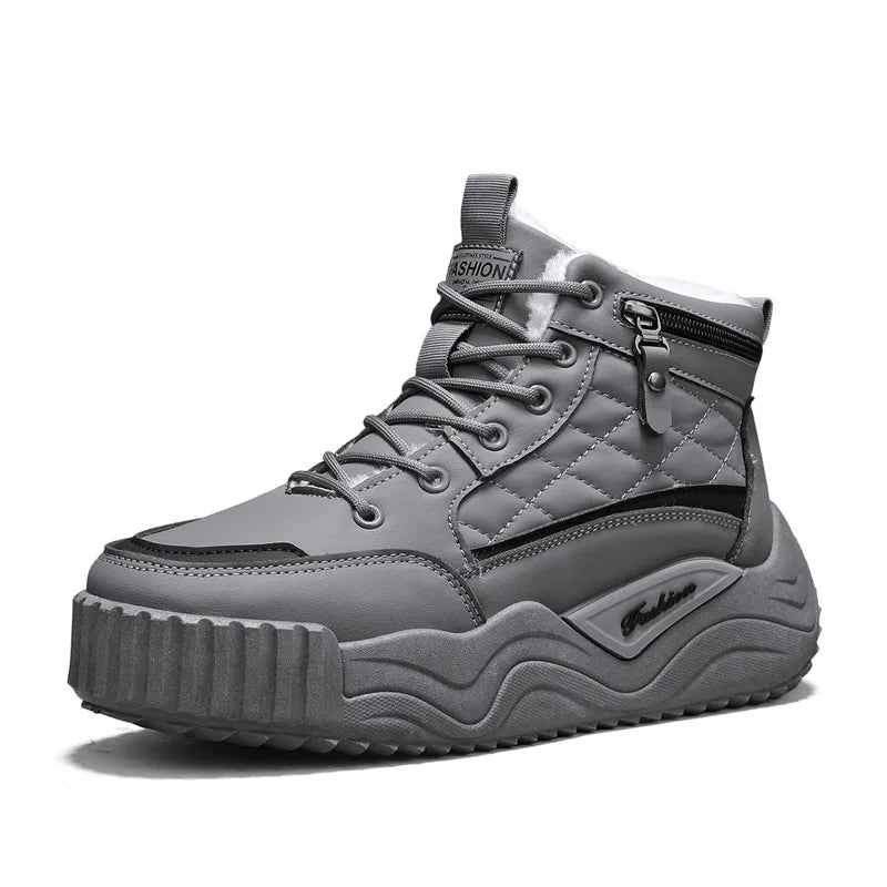 Men's snow boots winter warm plush thick-sole casual boots fashion outdoor sports work boots Lightweight high-top cotton boots