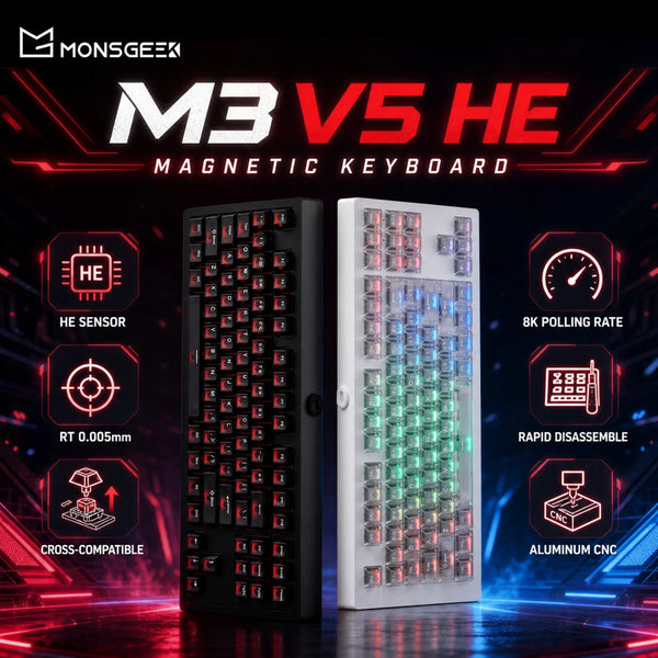 AKKO X MONSGEEK M3 V5 HE Keyboard 80% TKL Magnetic Switch RT0.005mm 8K USB Type-C/2.4g&BT5.0 Wireless Gaming Mechanical Keyboard
