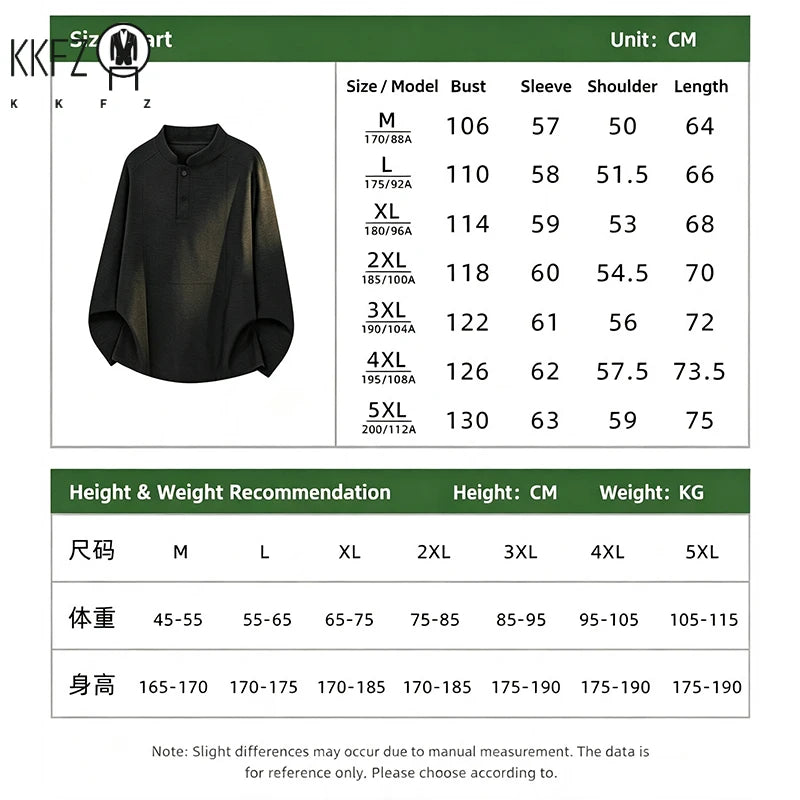 Mens Stand Collar Long Sleeve Top Partial Button Closure Decorative Seam Craft Loose Fit For Office Commute Leisure Outfit