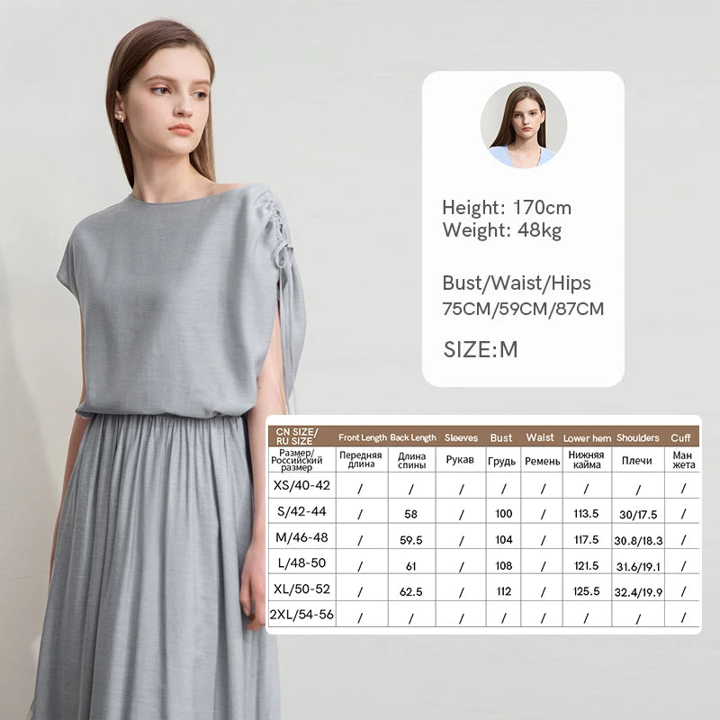 អាវ Amii Minimalism Chiffon ពាក់កណ្តាលសំពត់សម្រាប់នារី រដូវក្តៅឆ្នាំ ២០២៥ អាវថ្មីមូលដ្ឋានពណ៌រឹង លក់ដាច់ដោយឡែក សំពត់បត់ផ្នត់ 12552059
