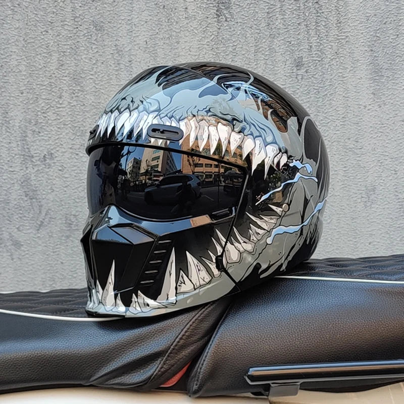 Black Samurai Scorpion Look Modular Combination Full Face Motorbike Helmet All Seasons Scooter Riding Protective Helmet ORZ-GB7