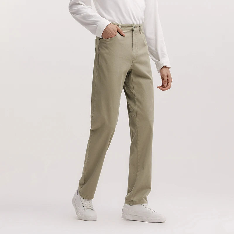 Semir Comfort Pants Men Spring Solid Color Versatile Straight Leg Minimalist Fashion Back Elastic Waist Long Trousers