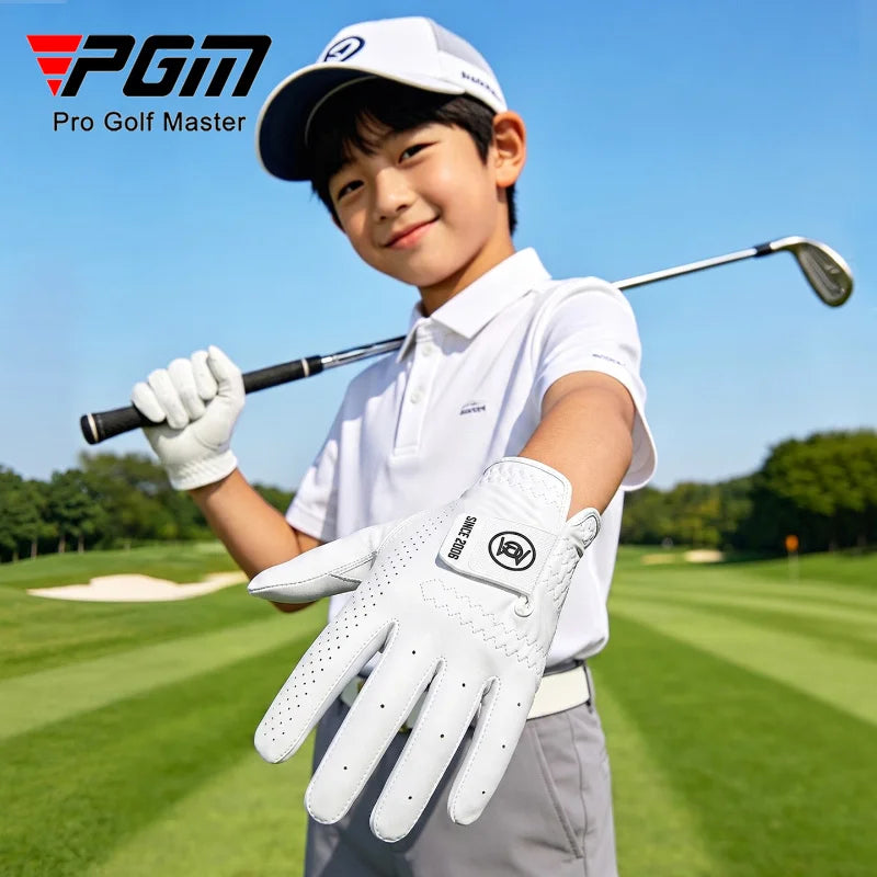 PGM Children's Golf Gloves for Boys, Wear-Resistant for Girls, anti Slip and Breathable for Children's Sports Gloves ST048