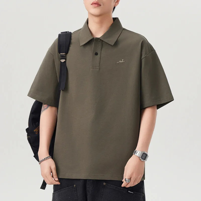 DUKEEN Men Quick Dry Polo Shirt Summer Cooling Sorona Lightweight Loose Embroidery Casual Turn Down Collar T Shirt