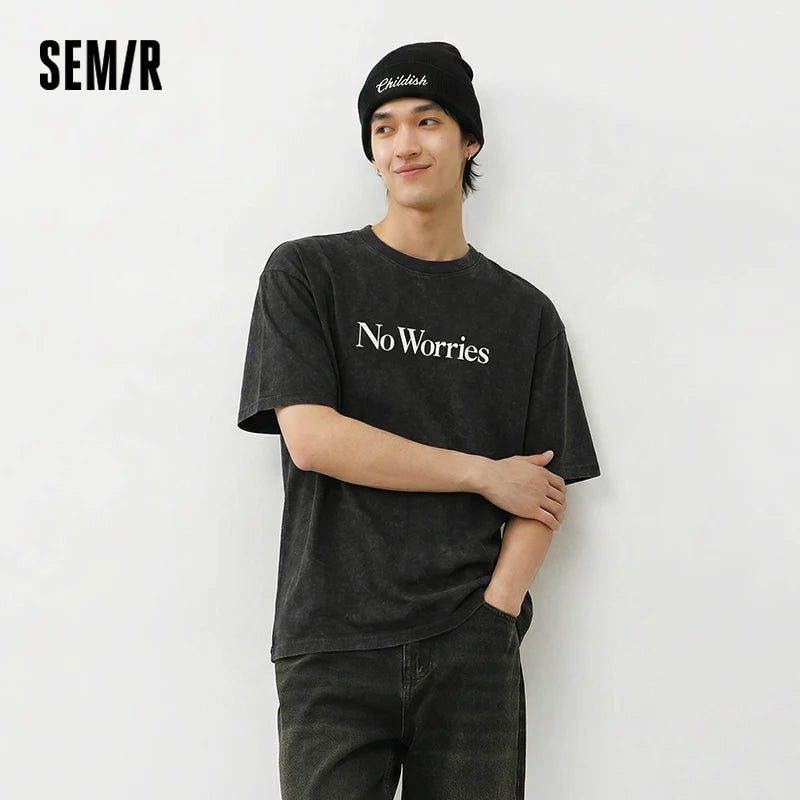 Semir Mens Tshirt 2026 Batik All Over Printed Loose Crew Neck Knitted Pure Cotton Trendy Casual