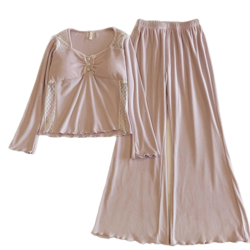 Pijama Mujer Invierno New Chest Pad Top Sleepwear Women Home Suit Velvet Pajamas Set Autumn Winter Nightwear Pyjamas Clothes