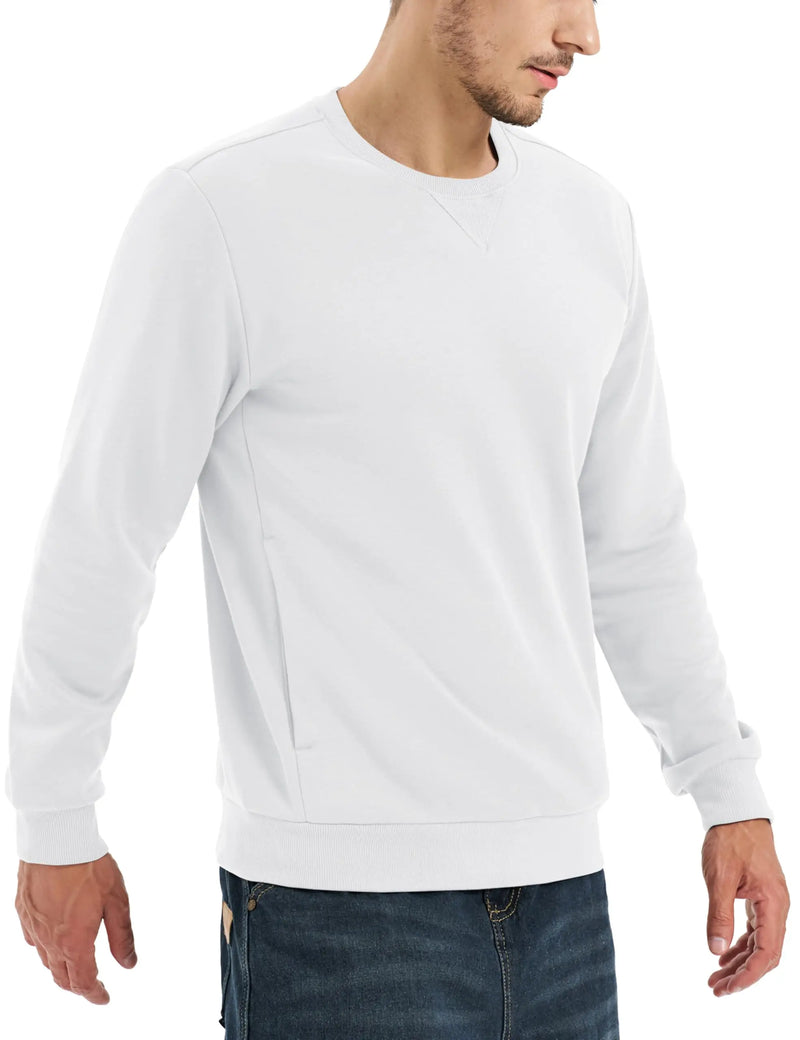 TACVASEN Winter Fleece Crewneck Sweatshirt Mens Warm Midweight Casual Long Sleeve Pullover Pocket Sports Sweatshirt Basic Tops