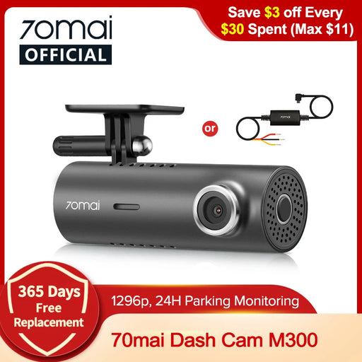 70mai Dash Cam M300 Car Camera 1296P Night Vision 70mai M300 Car DVR Recorder 24H Parking Mode WIFI & App Control
