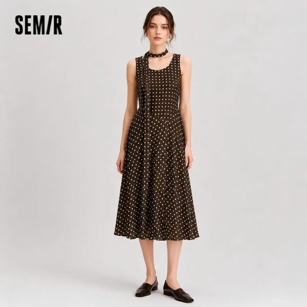 រ៉ូបស្ត្រី Semir ដៃអាវ Chiffon Midi Vintage ឆើតឆាយ Polka Dot សីតុណ្ហភាពរដូវក្តៅ 2026 អាវធម្មតា