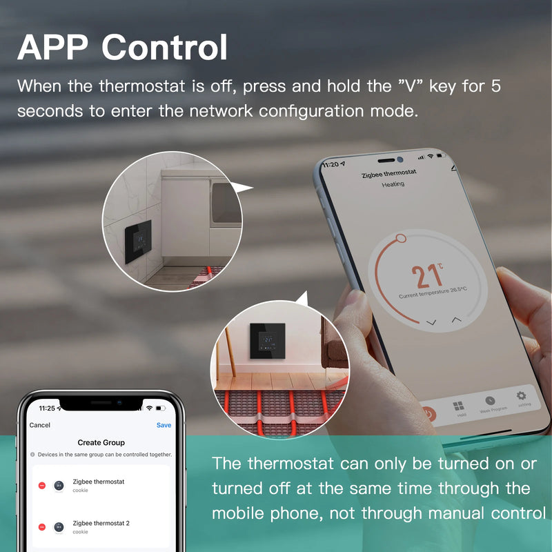 BSEED M1 WIFI Thermostat Room Temperature Controller Electric Floor Smart Water Heating Boiler DIY Parts Wall Socket Glass Frame