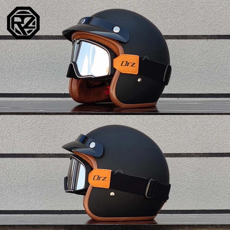 Retro 3/4 Leather  Helmet Motorcycle Helmet Open Chopper Bicycle Helmet Casque Casco Motocicleta Capacete Helmet