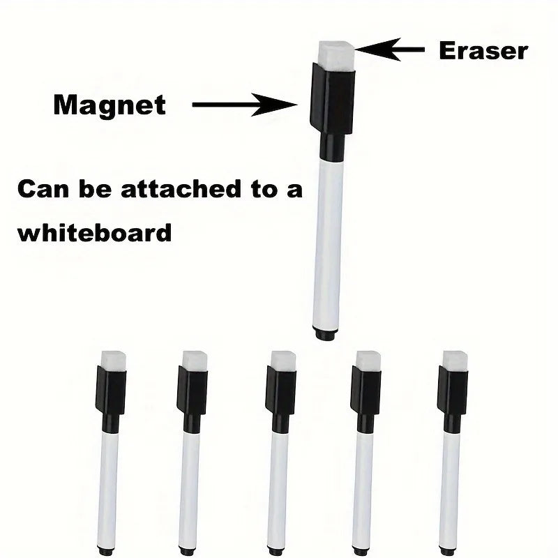 5/10pcs Erasable Whiteboard Marker Pens with Built-In Eraser - Non-Toxic Suitable for Whiteboard, Panels, Plastic Boards.