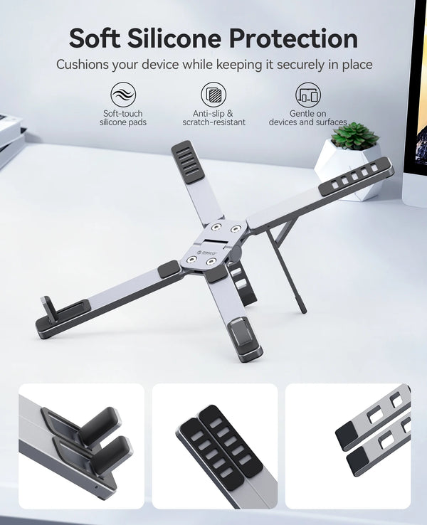 ORICO 3 in 1 Portable Laptop Aluminum Stand For Macbook Air Pro Foldable Notebook Macbook Pro Tablet Phone Stand Free Bag