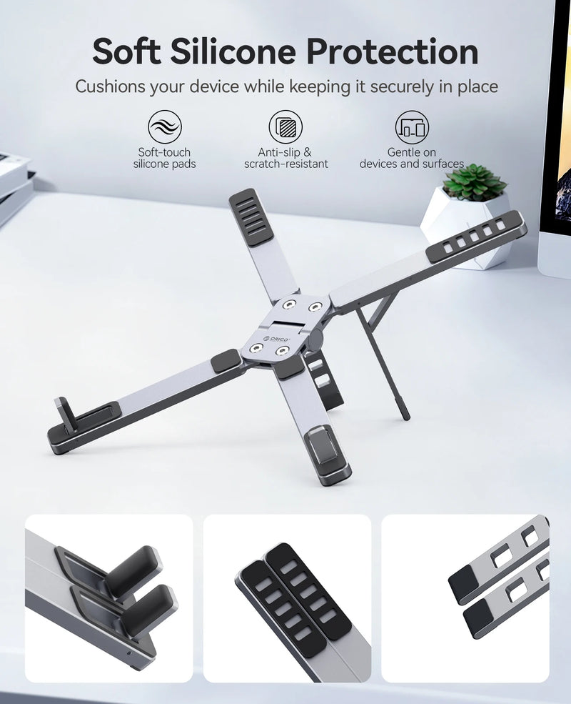 ORICO 3 in 1 Portable Laptop Aluminum Stand For Macbook Air Pro Foldable Notebook Macbook Pro Tablet Phone Stand Free Bag