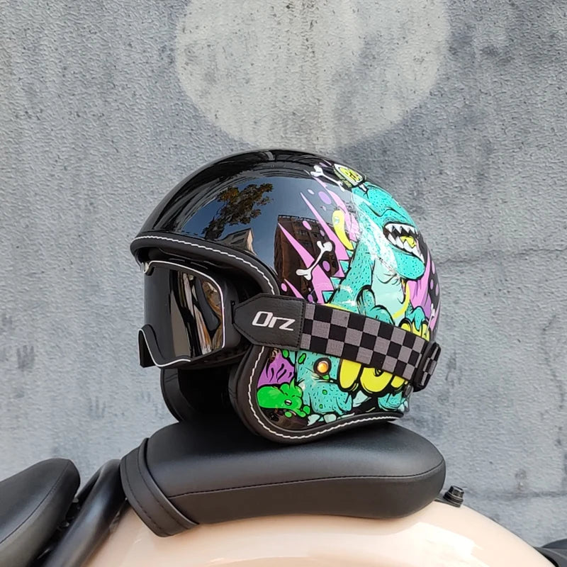 ORZ Latest 3/4 Retro Motorcycle Helmet Cascos Para Motos Four Seasons Commuter Men's and Women's Half Helmets Capacetes de Moto