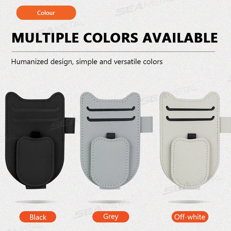 SEAMETAL PU Car Sunglasses Holder Multifunction Magnetic Auto Sun Visor Glasses Clip Ticket Card Organizer for Car Accessories