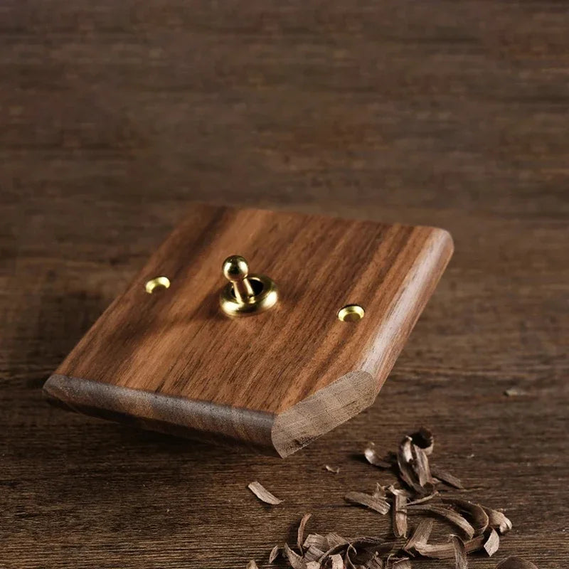 DepoGuye High quality retro American light switch socket, pure wood brass toggle switch plate, home &bed wall light switch