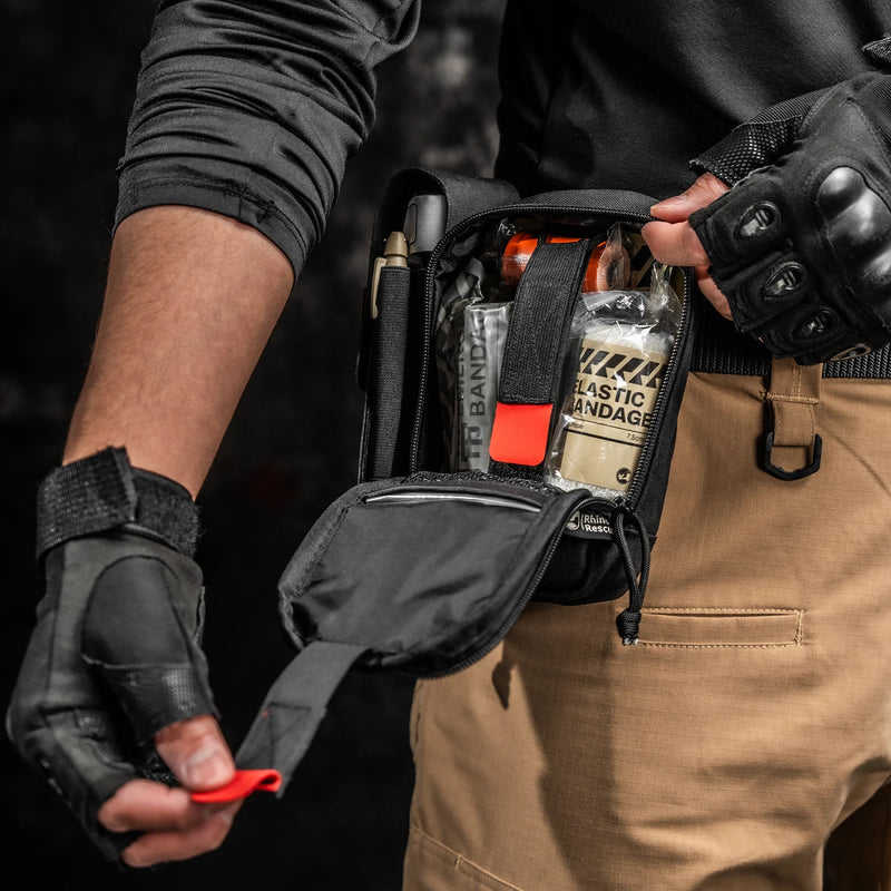 RHINO RESCUE Fanny Pack First Aid Kit, Compact Emergency Pouch with Molle Quick-Release for Outdoor Camping Hiking IFAK