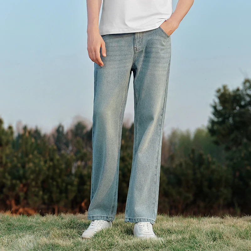 Semir Loose Pants Retro Men 2025 Spring Straight Denim Basic Casual Trousers Long Cut Comfortable Relaxed Style