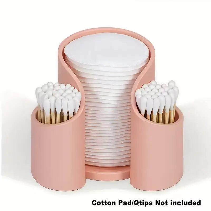 1pcs random Cotton Pad & Swab Organizer – 2-Compartment Glossy Tray, Space-Saving for Bathroom Desk
