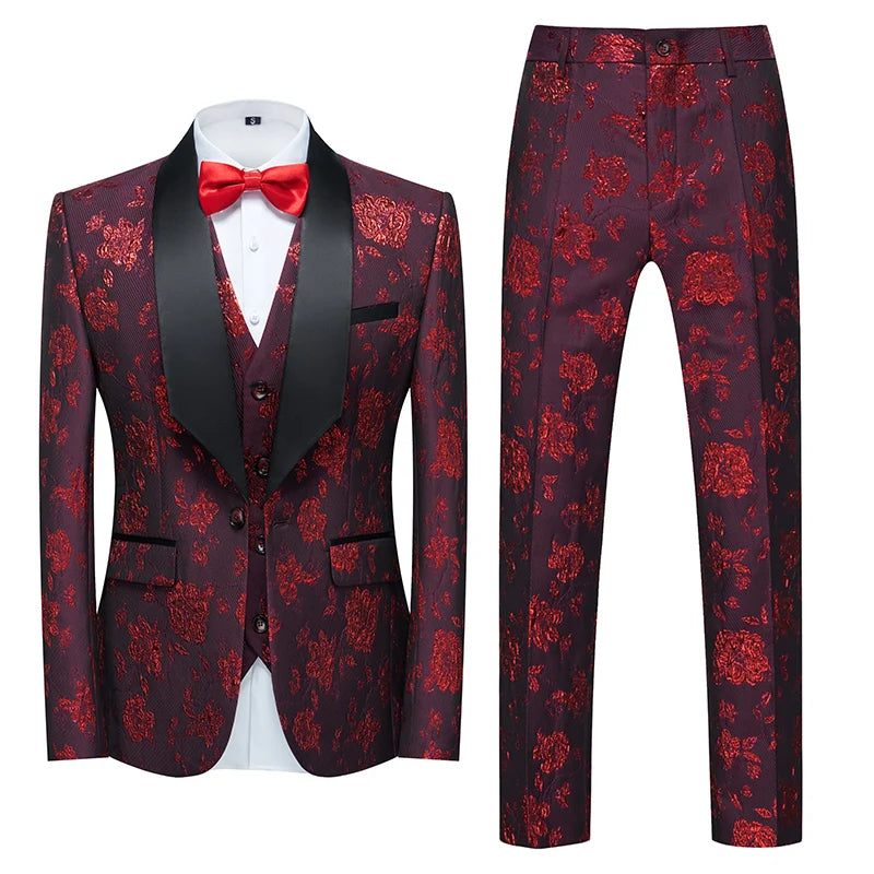 2026 New Men's Purple Suit 3-Piece, Wedding Party Dress Jacket and Vest with Trousers, Asian Size Slim-Fit Sets. M-6XL