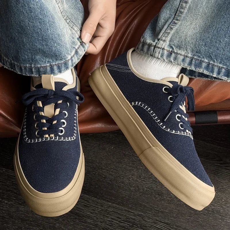 Men's thick-sole canvas casual shoes new four seasons breathable light soft-sole anti-slip outdoor versatile walking board shoes