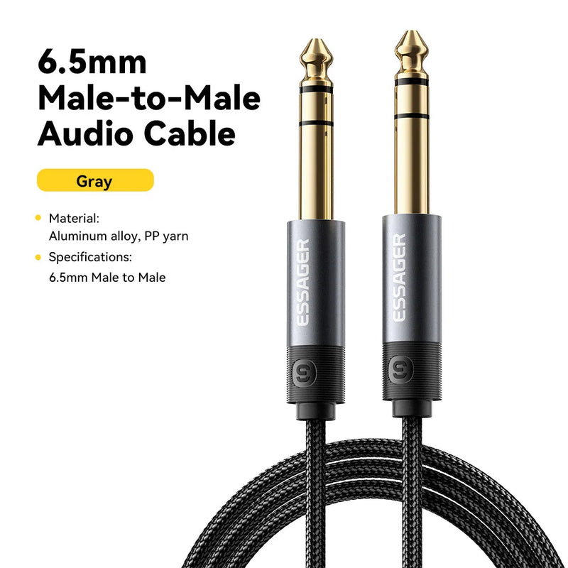 Essager Aux Guitar Cable 6.5mm Male-to-Male Audio Cable Jack 6.35mm Aux Cable for Guitar Mixer Amplifier Speaker Bass Keyboard