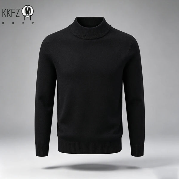 New Arrival Mens Mock Neck Knit Sweater Thick Soft Fine Knit Material Slim Cut Long Sleeve Autumn Winter Outer Tops