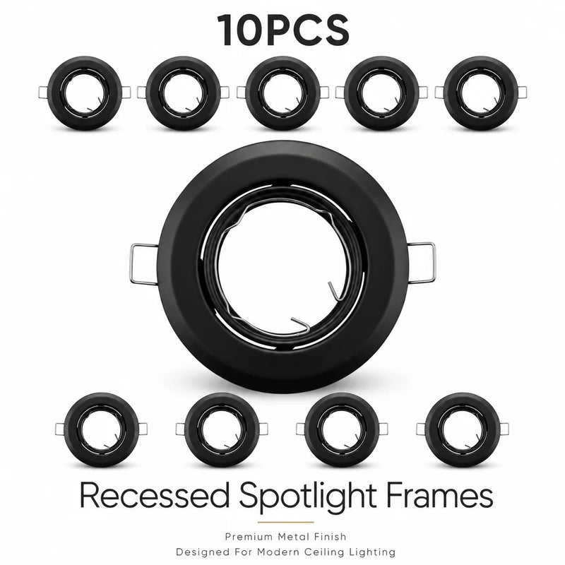 JOYINLED 2/6/10PCS Adjustable LED Downlight Frame Black Recessed Ceiling Spotlight Housing Trim Compatible GU10 MR16 GU5.3 Bulb