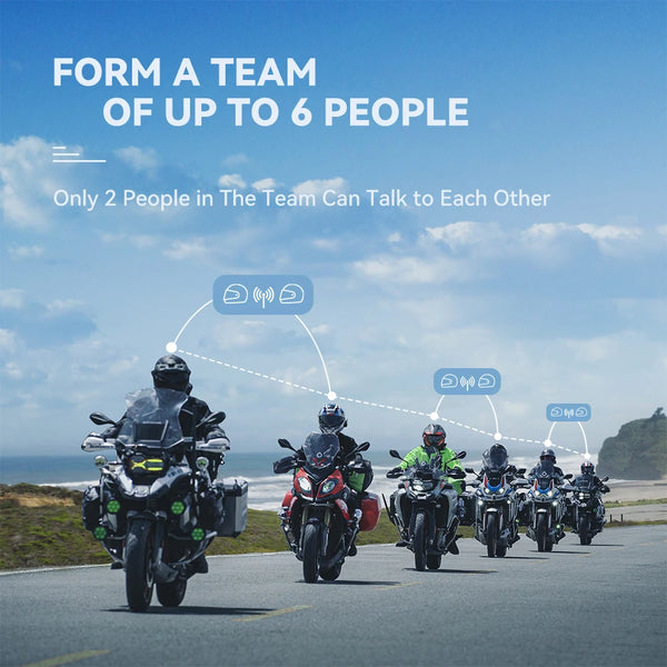 Lexin G2P 2PCS Motorcycle Helmet Intercoms Bluetooth V5.0 Up to Connect 6 Riders & Talk Between Any 2 of Them Wireless Headsets