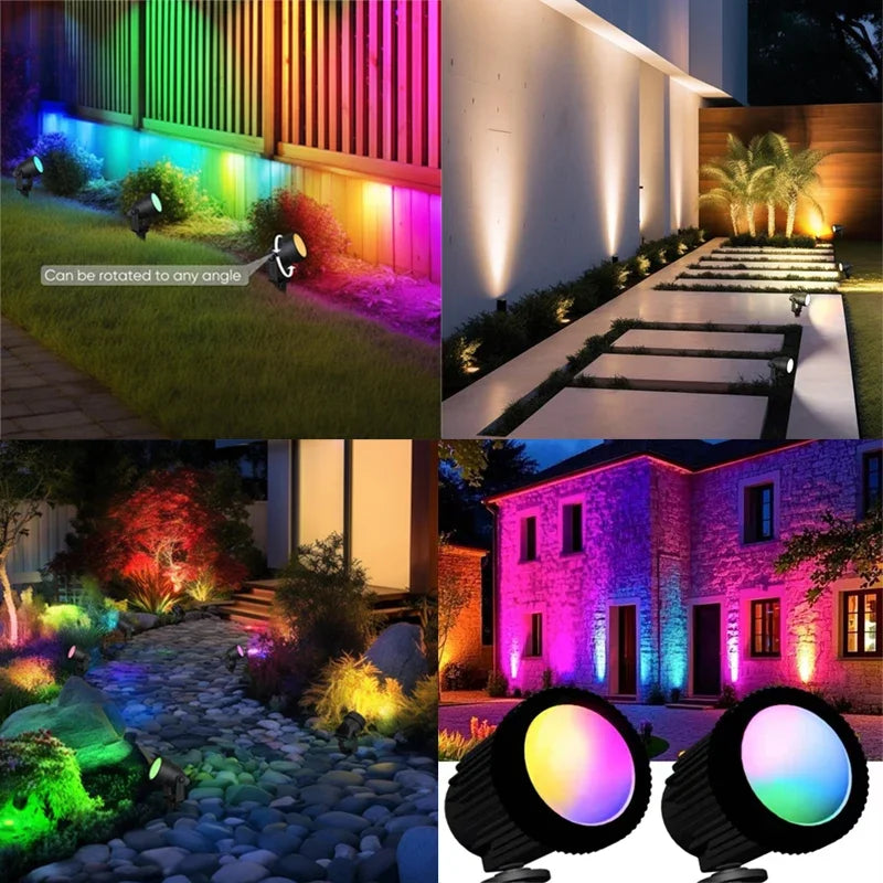 2/4/6 Lights RGB Solar Spotlight IP65 Waterproof Solar Light Outdoor Garden Light APP Control Christmas Halloween Party Decor