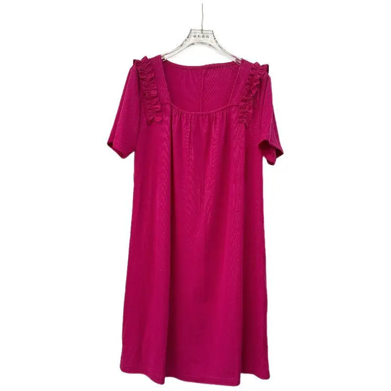 XL-6XL Korean Women's Nightgown Plus Size Sleepwear Night Dress Woman Summer Sleep Shirts Short Sleeve Nightwear Lady Nightie