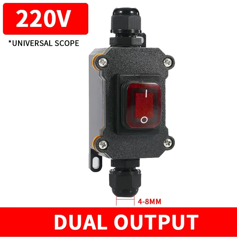 Waterproof Marine Rocker Switch With LED Outdoor Junction Box Inline Power Cord Power Switch IP65,12V/24V/220V,Screw Wiring