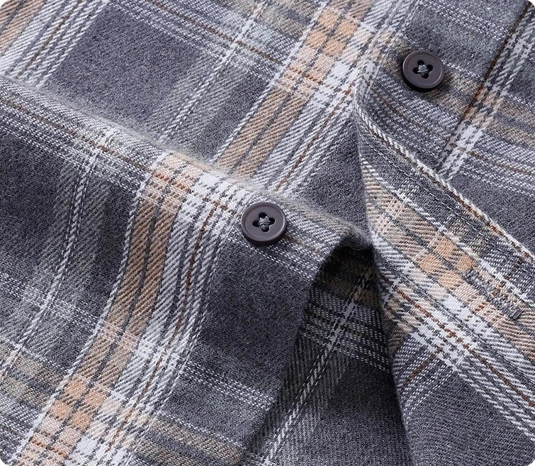 Men's Long-sleeve Shirt for Spring and Fall; Cotton-polyester Blend, Single-breasted, Notched-collar Striped Shirts.