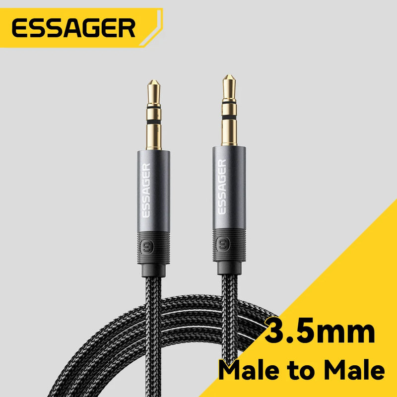 Essager 3.5mm Jack Extension Audio Cable 3.5mm Male to Male AUX Audio Cable for Samsung Xiaomi Car Headphone PC TV AUX Wire Cord