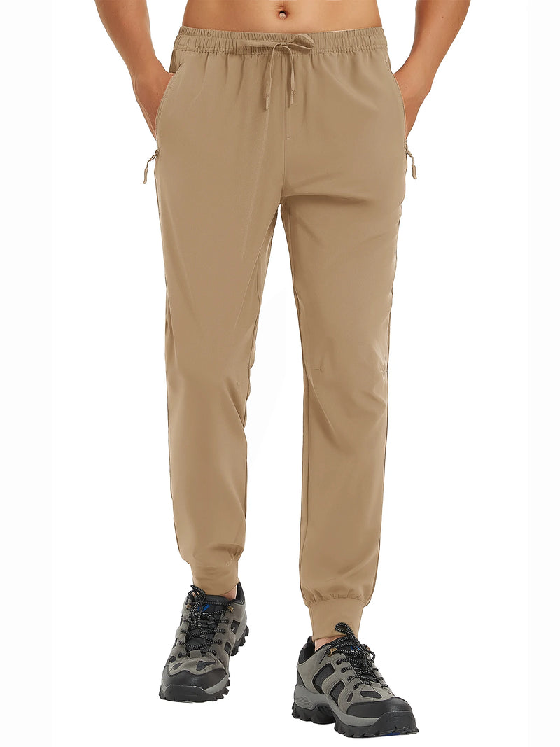 TACVASEN Men's Lightweight Waterproof Athletic Joggers Zipper Pockets Quick Dry Track Running Pants Gym Sweatpants Workout Golf