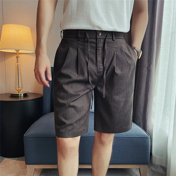 Men's Premium Lyocell-Linen Blend Shorts – Wrinkle-Resistant Elastic Waist Relaxed Fit Casual 5-Inch Shorts for Summer