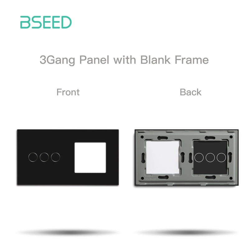 BSEED WIFI Touch Light Switch Part Smart Wifi Switch Function DIY Part EU Wifi Socket Outlets Parts Glass Panel Only Black