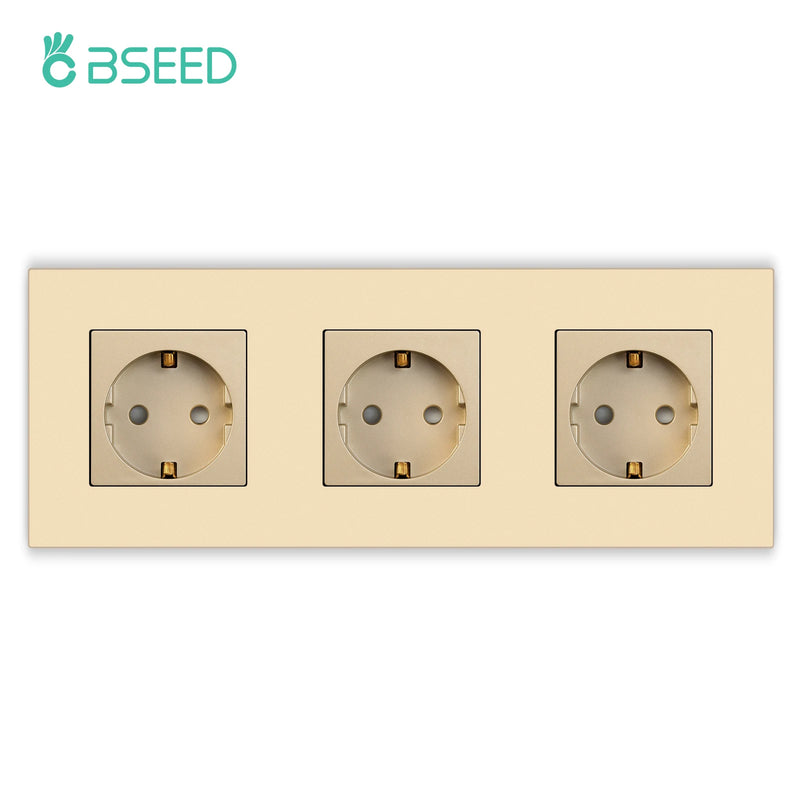 BSEED EU Single Wall Sockets Double 5V 2.1A USB Socket Phone Charge Triple Power Plugs With Plastic Panel Four Frame Outlets